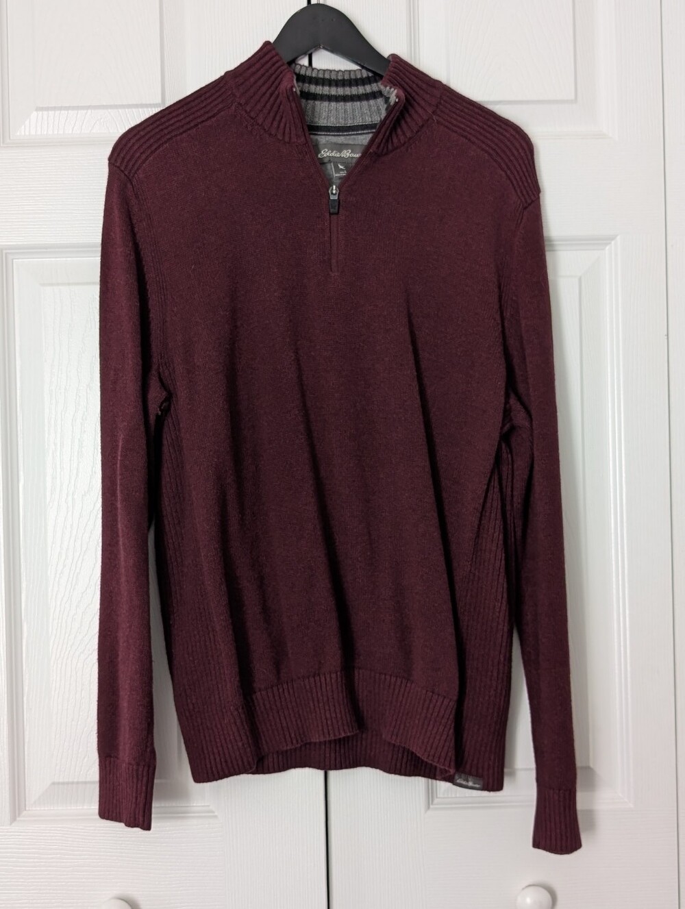 Eddie Bauer Men's Zip-Neck Sweater in Burgundy